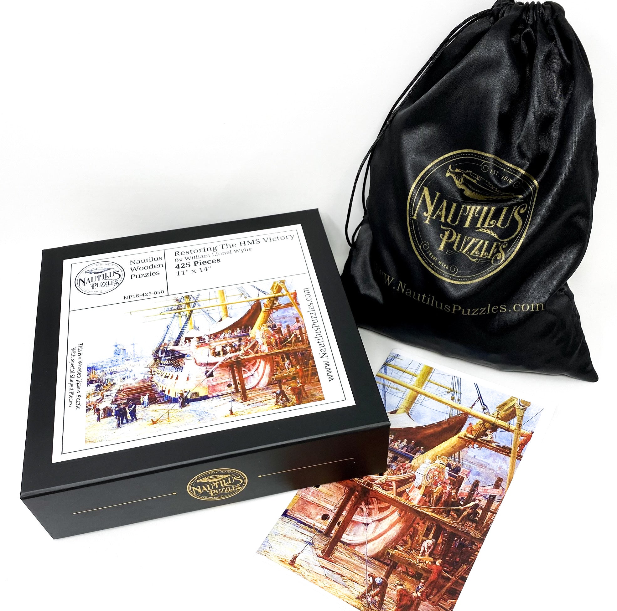 Restoring The HMS Victory (425 Piece Wooden Jigsaw Puzzle) by William Lionel Wylie - Nautilus Puzzles - Wooden Jigsaw Puzzles For Adults