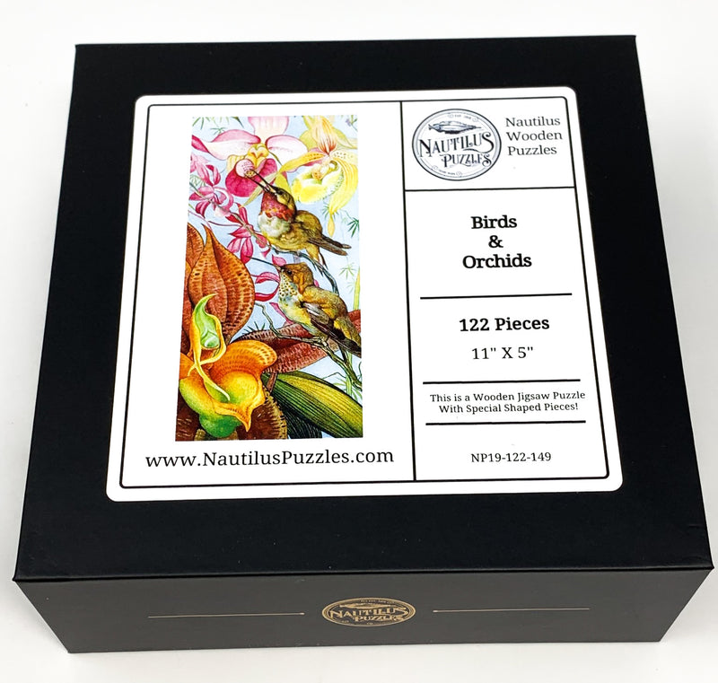 Birds & Orchids (122 Piece Adult Wooden Jigsaw Puzzle) - Nautilus Puzzles - Wooden Jigsaw Puzzles For Adults
