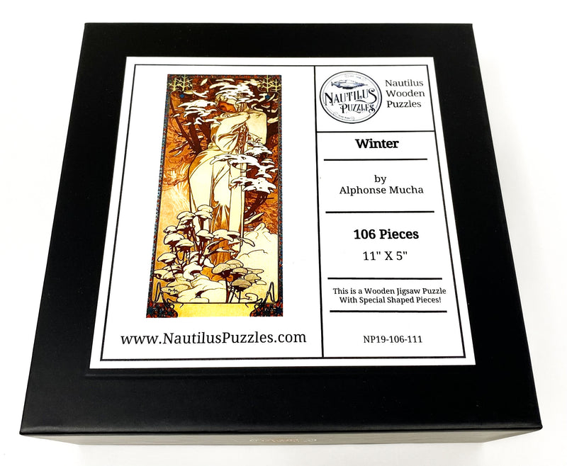 Winter by Alphonse Mucha (106 Piece Wooden Jigsaw Puzzle) - Nautilus Puzzles - Wooden Jigsaw Puzzles For Adults