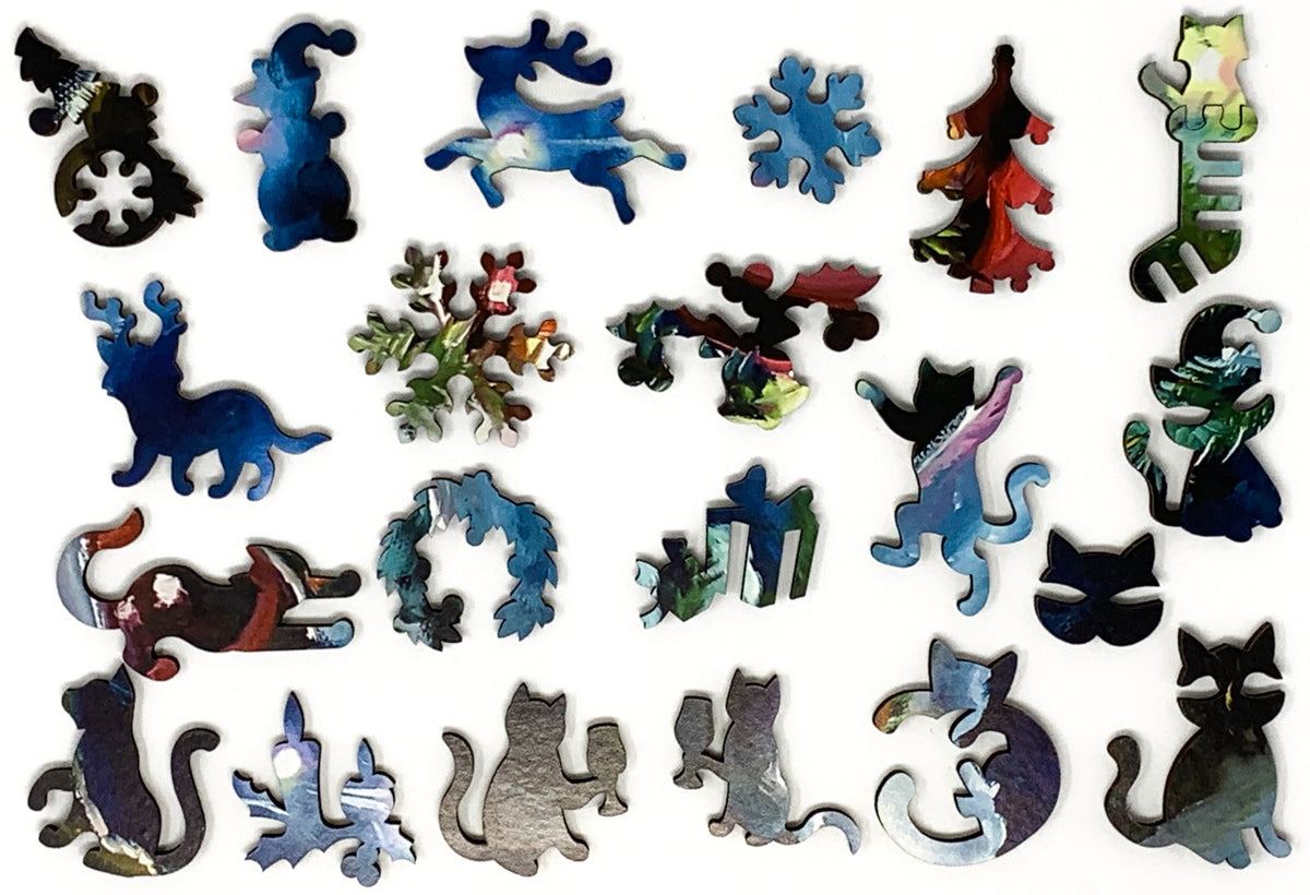 A Purr-fect Christmas - 261 Piece Wooden Jigsaw Puzzle - Nautilus Puzzles - Wooden Jigsaw Puzzles For Adults