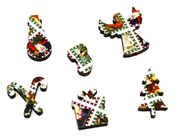 Christmas Wrapping Paper (51 Pieces) Mini Christmas Wooden Puzzle - Nautilus Puzzles - Wooden Jigsaw Puzzles For Adults