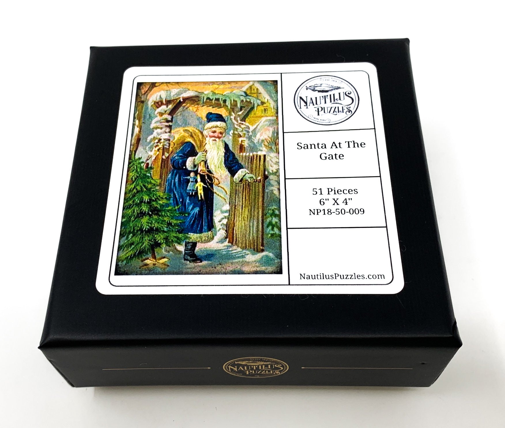 Santa At The Gate (Victorian Santa 3) (51 Pieces) Mini Christmas Wooden Jigsaw Puzzle - Nautilus Puzzles - Wooden Jigsaw Puzzles For Adults