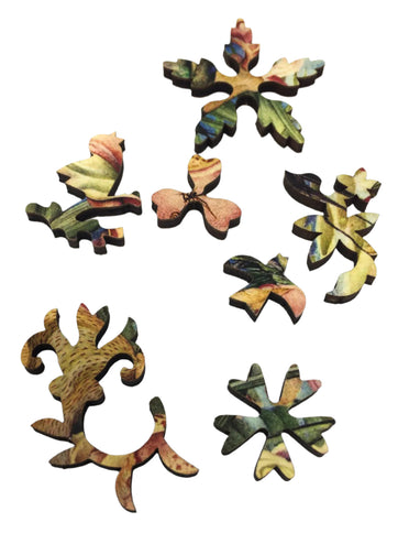 Birds & Insects (47 Pieces) Mini Wooden Puzzle - Nautilus Puzzles - Wooden Jigsaw Puzzles For Adults