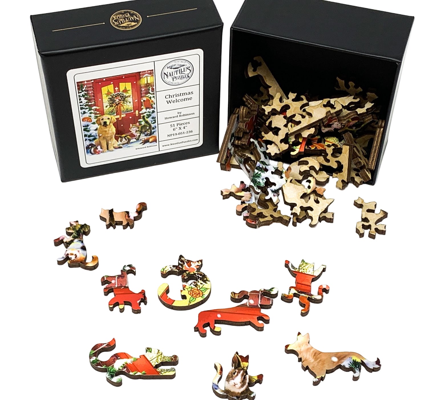 Christmas Welcome (51 Piece Mini Christmas Wooden Jigsaw Puzzle) - Nautilus Puzzles - Wooden Jigsaw Puzzles For Adults