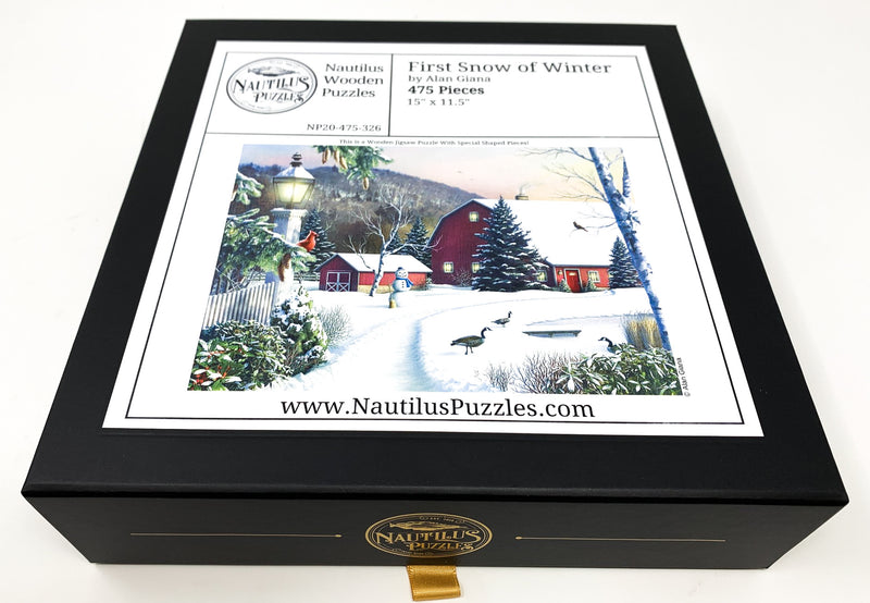 First Snow of Winter (475 Piece Wooden Jigsaw Puzzle) - Nautilus Puzzles - Wooden Jigsaw Puzzles For Adults