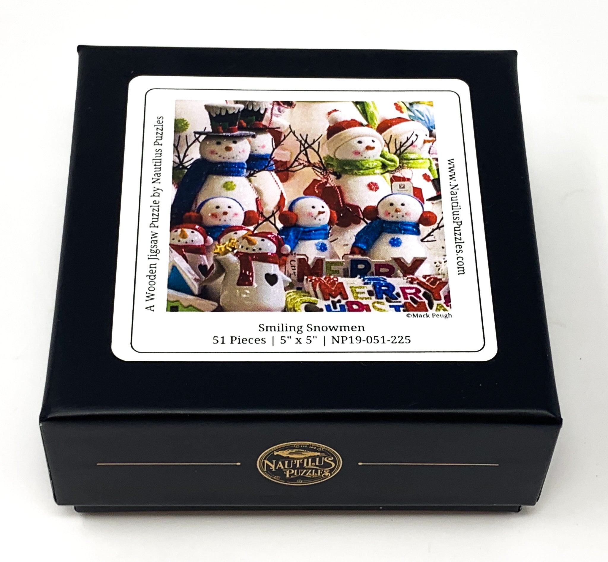 Smiling Snowmen (51 Piece Mini Christmas Wooden Jigsaw Puzzle) - Nautilus Puzzles - Wooden Jigsaw Puzzles For Adults