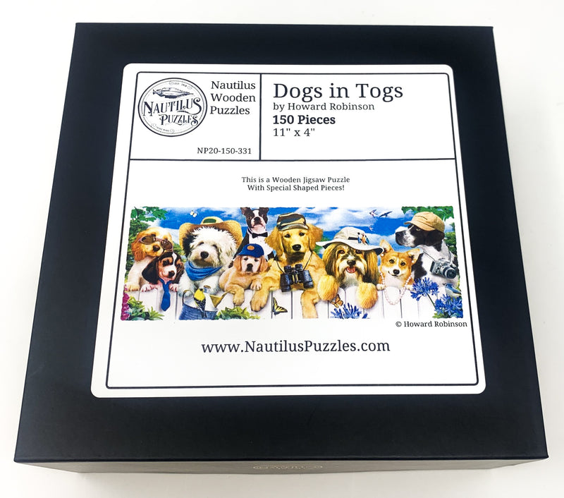 Dogs in Togs (150 Piece Wooden Jigsaw Puzzle) - Nautilus Puzzles - Wooden Jigsaw Puzzles For Adults