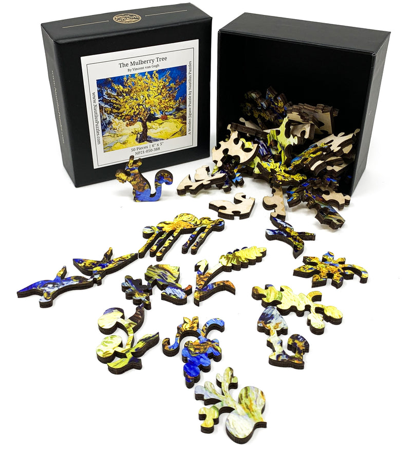 The Mulberry Tree by Vincent Van Gogh (50 Piece Mini Wooden Jigsaw Puzzle) - Nautilus Puzzles - Wooden Jigsaw Puzzles For Adults