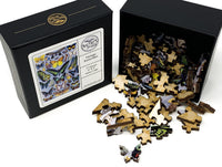 Vintage Butterflies (77 Pieces) Mini Wooden Photo Puzzle - Nautilus Puzzles - Wooden Jigsaw Puzzles For Adults
