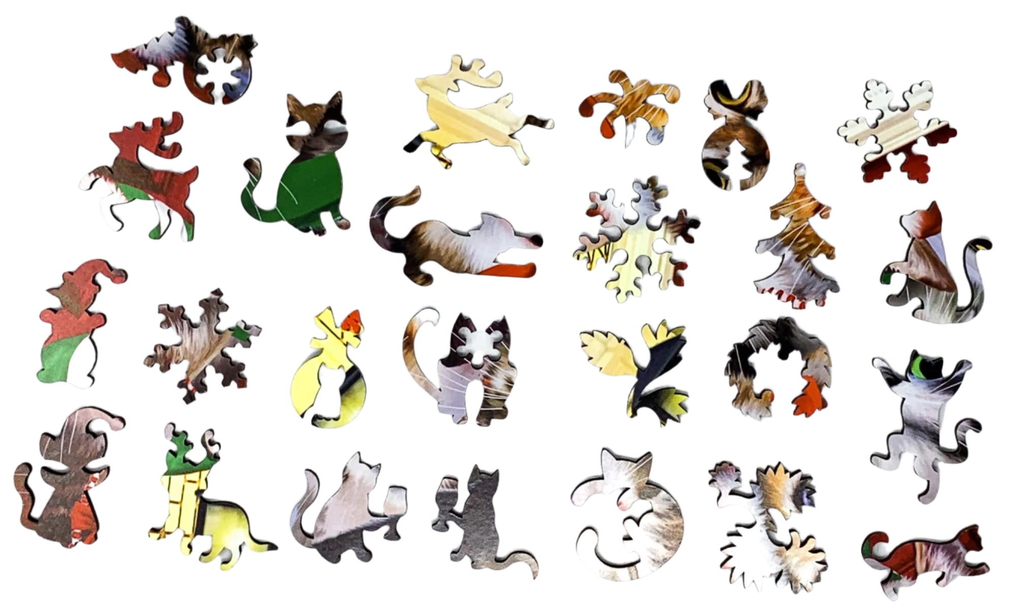 Crazy Christmas Cats - 261 Piece Christmas Wooden Jigsaw Puzzle - Nautilus Puzzles - Wooden Jigsaw Puzzles For Adults