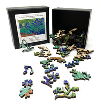Irises by Vincent Van Gogh (50 Piece Mini Wooden Jigsaw Puzzle) - Nautilus Puzzles - Wooden Jigsaw Puzzles For Adults