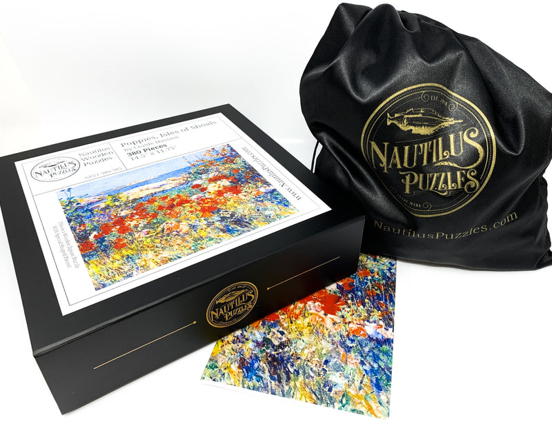  Poppies, Isles of Shoals, Maine by Childe Hassam (380 Piece Wooden Jigsaw Puzzle) - Nautilus Puzzles - Wooden Jigsaw Puzzles For Adults