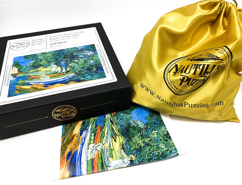 Rowing Boats on the Banks of the Oise by Vincent Van Gogh (434 Piece Wooden Jigsaw Puzzle) - Nautilus Puzzles - Wooden Jigsaw Puzzles For Adults