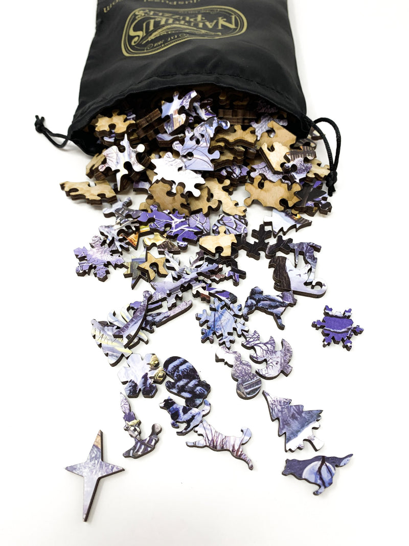 Winter Carriages - 200 Piece Winter Wooden Jigsaw Puzzle - Nautilus Puzzles - Wooden Jigsaw Puzzles For Adults