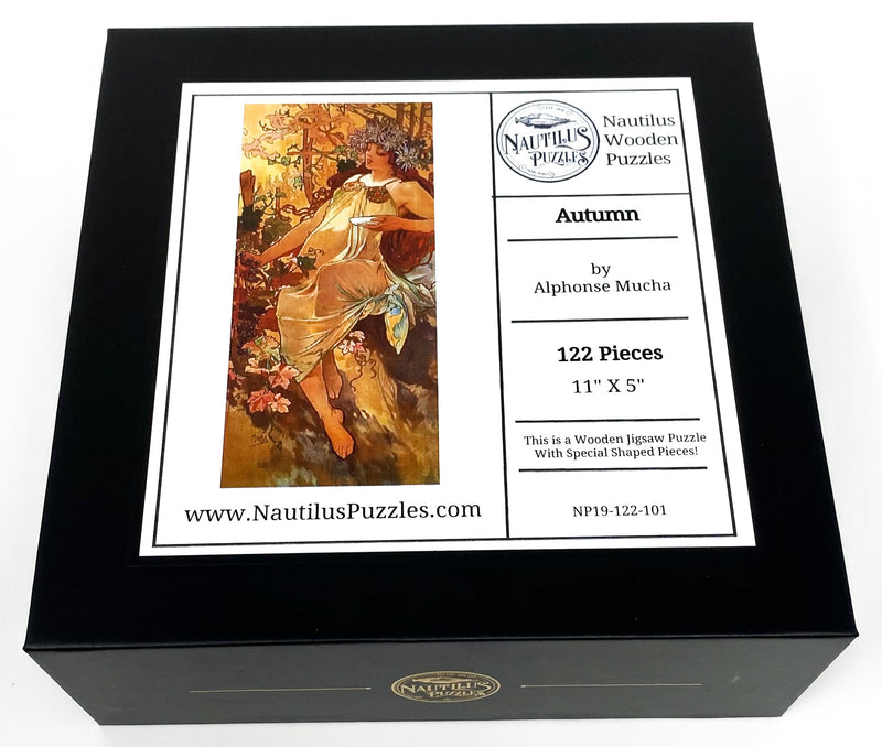 Autumn by Alphonse Mucha (122 Piece Fall Wooden Puzzle) - Nautilus Puzzles - Wooden Jigsaw Puzzles For Adults