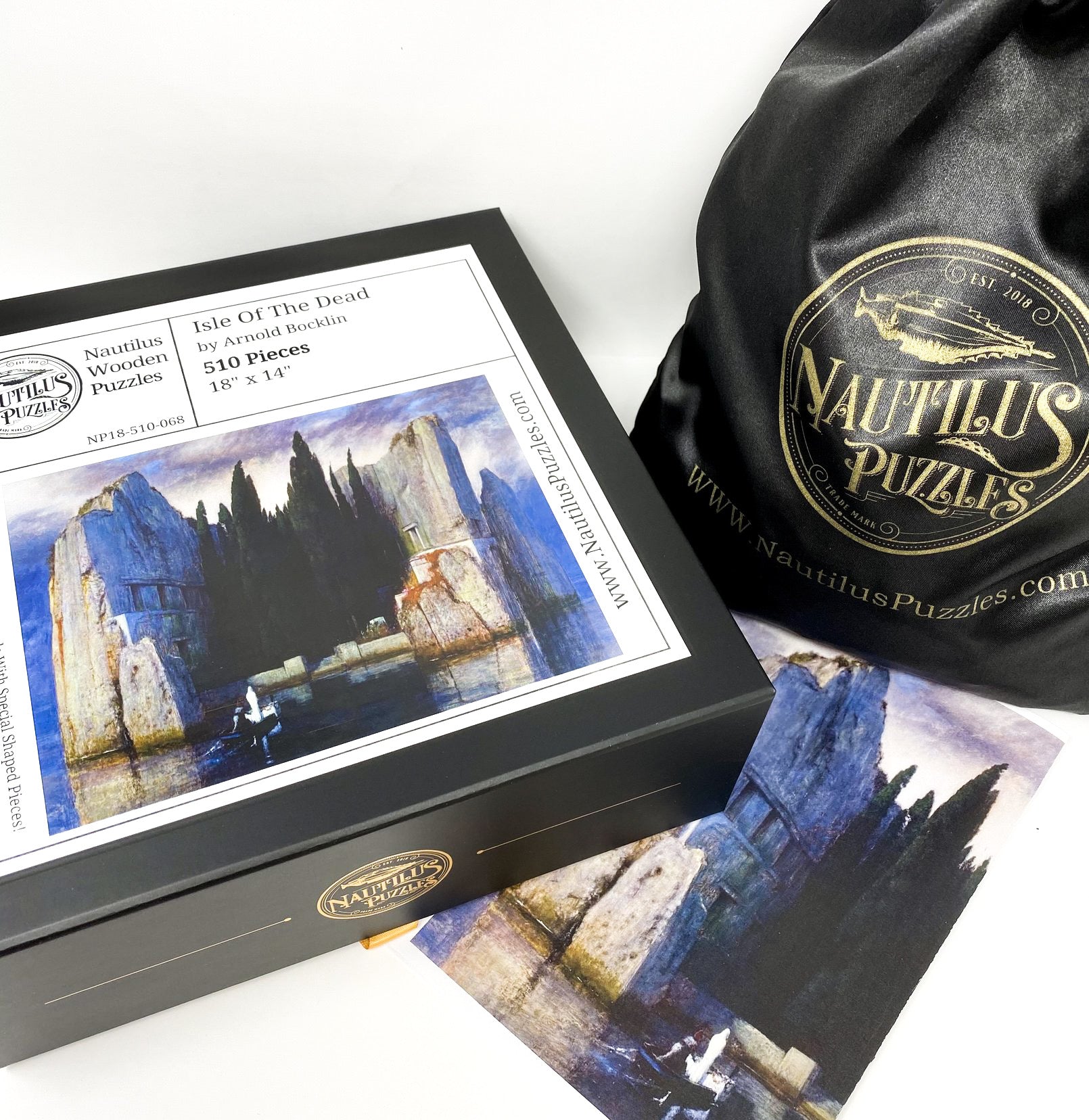 The Isle Of The Dead by Arnold Böcklin (510 Pieces) Heirloom Wooden Jigsaw Puzzle - Nautilus Puzzles - Wooden Jigsaw Puzzles For Adults