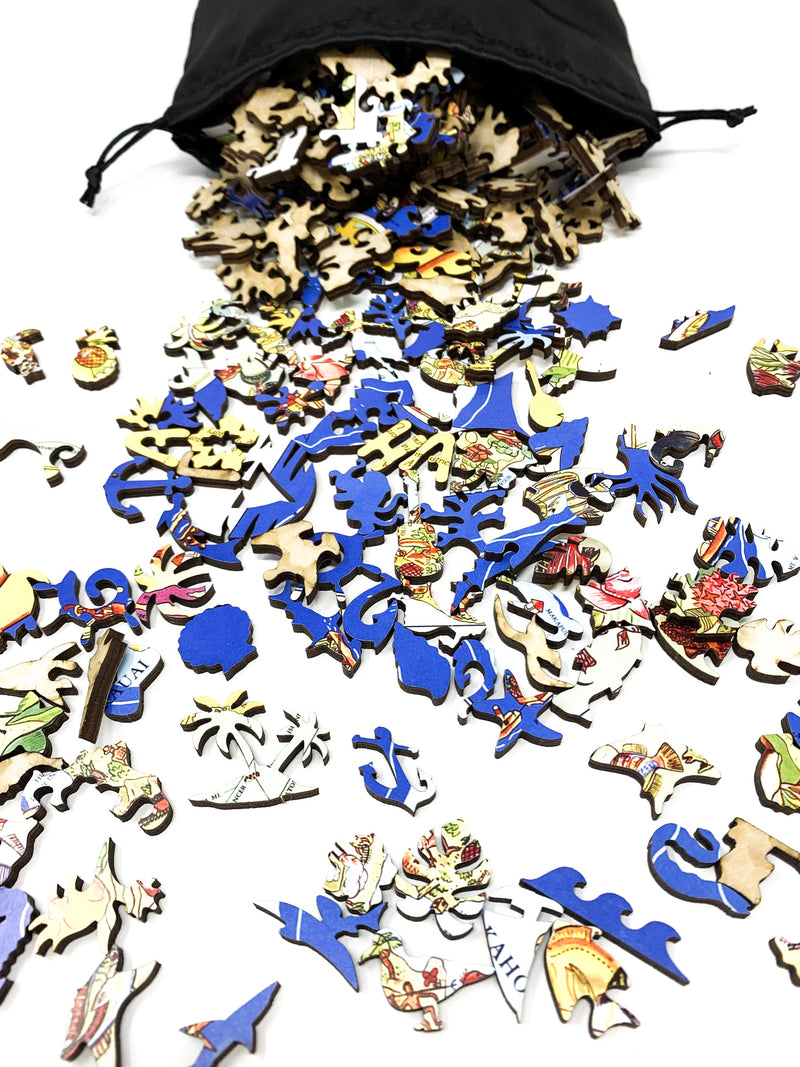 Map of Hawaii (471 Piece Wooden Jigsaw Puzzle) - Nautilus Puzzles - Wooden Jigsaw Puzzles For Adults