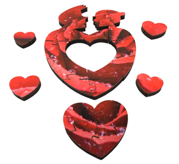 Raindrops on a Red Rose - 59 Piece Mini Valentine's Day Wooden Puzzle - Nautilus Puzzles - Wooden Jigsaw Puzzles For Adults