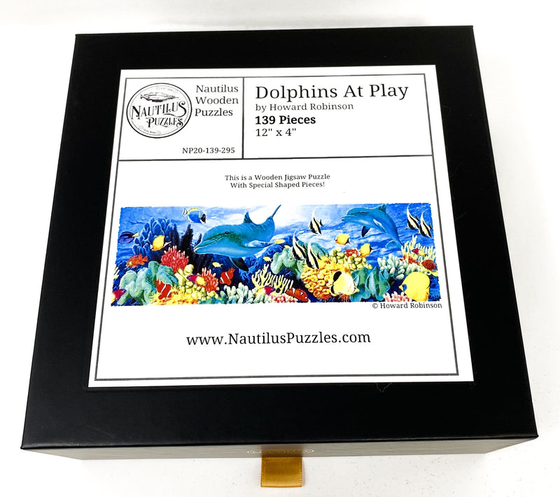 Dolphins At Play (139 Piece Wooden Jigsaw Puzzle) - Nautilus Puzzles - Wooden Jigsaw Puzzles For Adults