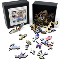 Flamingos At The Gate (50 Piece Mini Wooden Jigsaw Puzzle) - Nautilus Puzzles - Wooden Jigsaw Puzzles For Adults