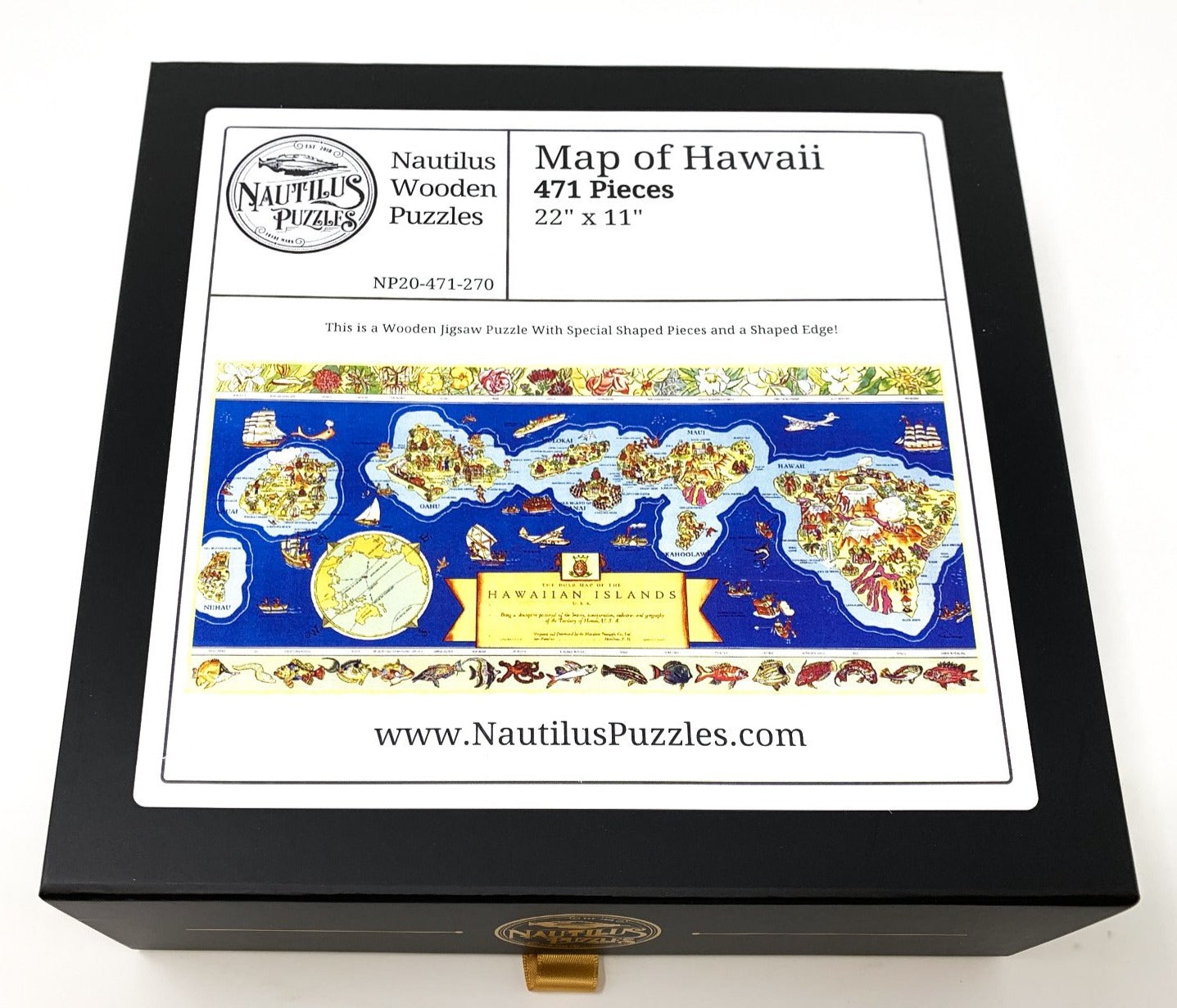 Map of Hawaii (471 Piece Wooden Jigsaw Puzzle) - Nautilus Puzzles - Wooden Jigsaw Puzzles For Adults