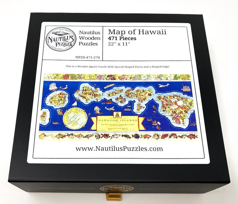 Map of Hawaii (471 Piece Wooden Jigsaw Puzzle) - Nautilus Puzzles - Wooden Jigsaw Puzzles For Adults