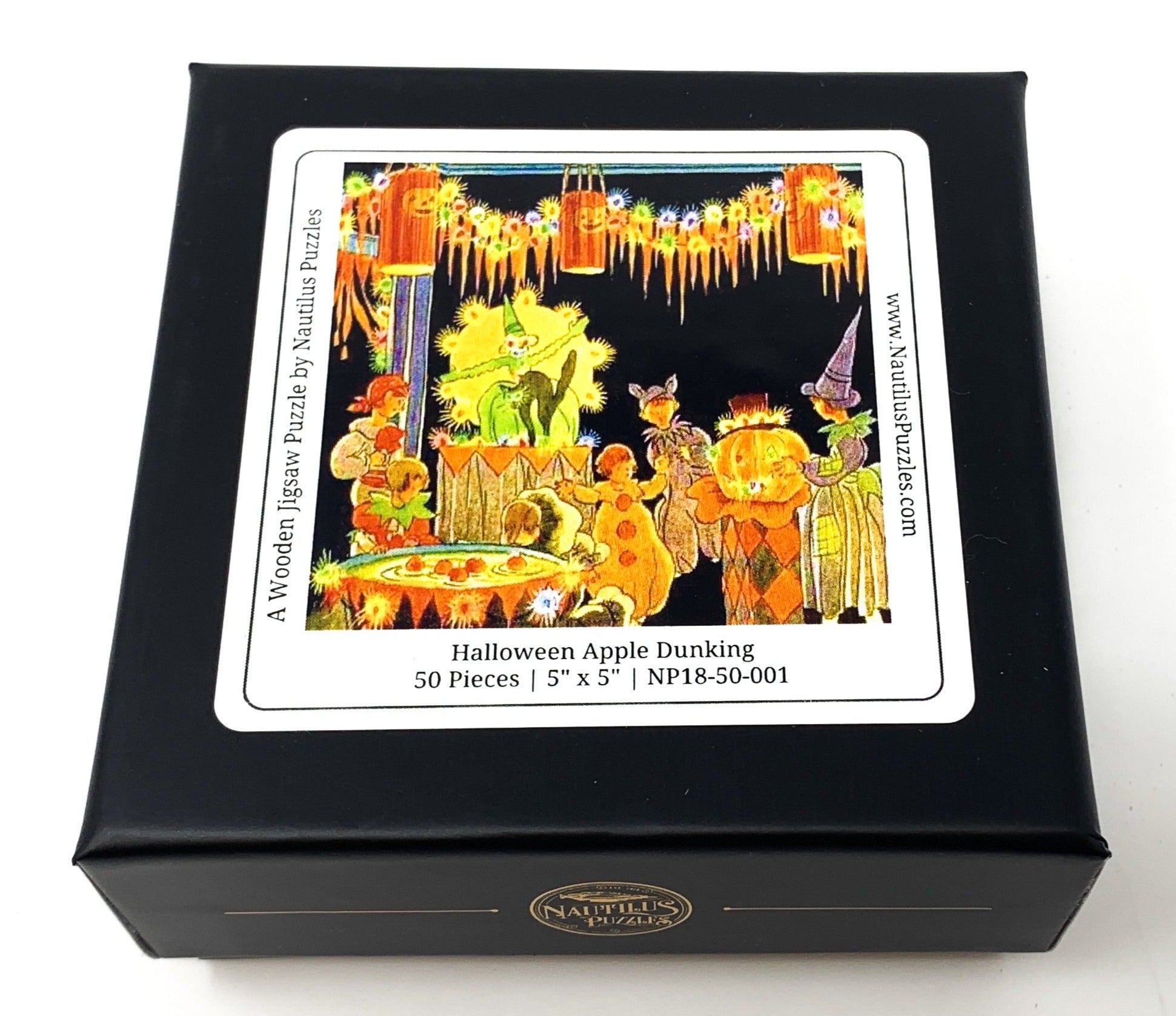 Halloween Apple Dunking (50 Pieces) Mini Halloween Wooden Jigsaw Puzzle - Nautilus Puzzles - Wooden Jigsaw Puzzles For Adults