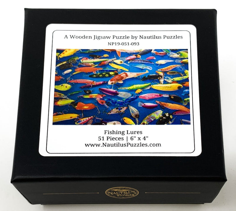 Fishing Lures (51 Piece Mini Wooden Jigsaw Puzzle) - Nautilus Puzzles - Wooden Jigsaw Puzzles For Adults
