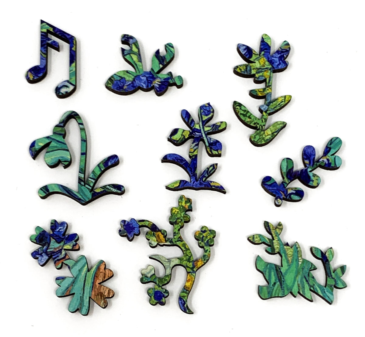 Irises by Vincent Van Gogh (50 Piece Mini Wooden Jigsaw Puzzle) - Nautilus Puzzles - Wooden Jigsaw Puzzles For Adults