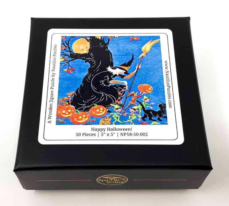 Happy Halloween (50 Pieces) Mini Halloween Wooden Jigsaw Puzzle - Nautilus Puzzles - Wooden Jigsaw Puzzles For Adults