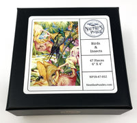 Birds & Insects (47 Pieces) Mini Wooden Puzzle - Nautilus Puzzles - Wooden Jigsaw Puzzles For Adults