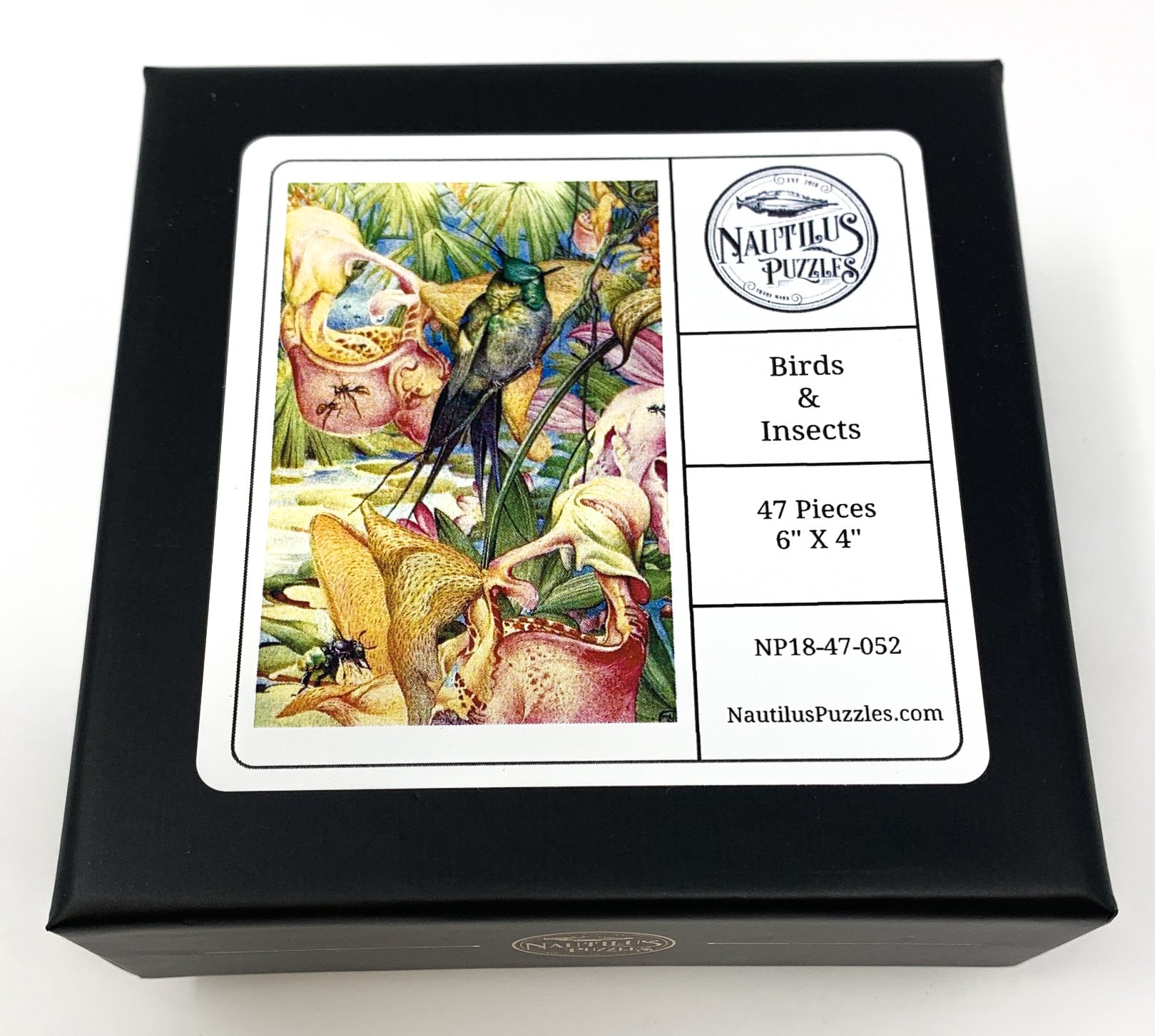 Birds & Insects (47 Pieces) Mini Wooden Puzzle - Nautilus Puzzles - Wooden Jigsaw Puzzles For Adults