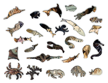 Ocean Life by James M. Sommerville (475 Piece Ocean Wooden Jigsaw Puzzle) - Nautilus Puzzles - Wooden Jigsaw Puzzles For Adults