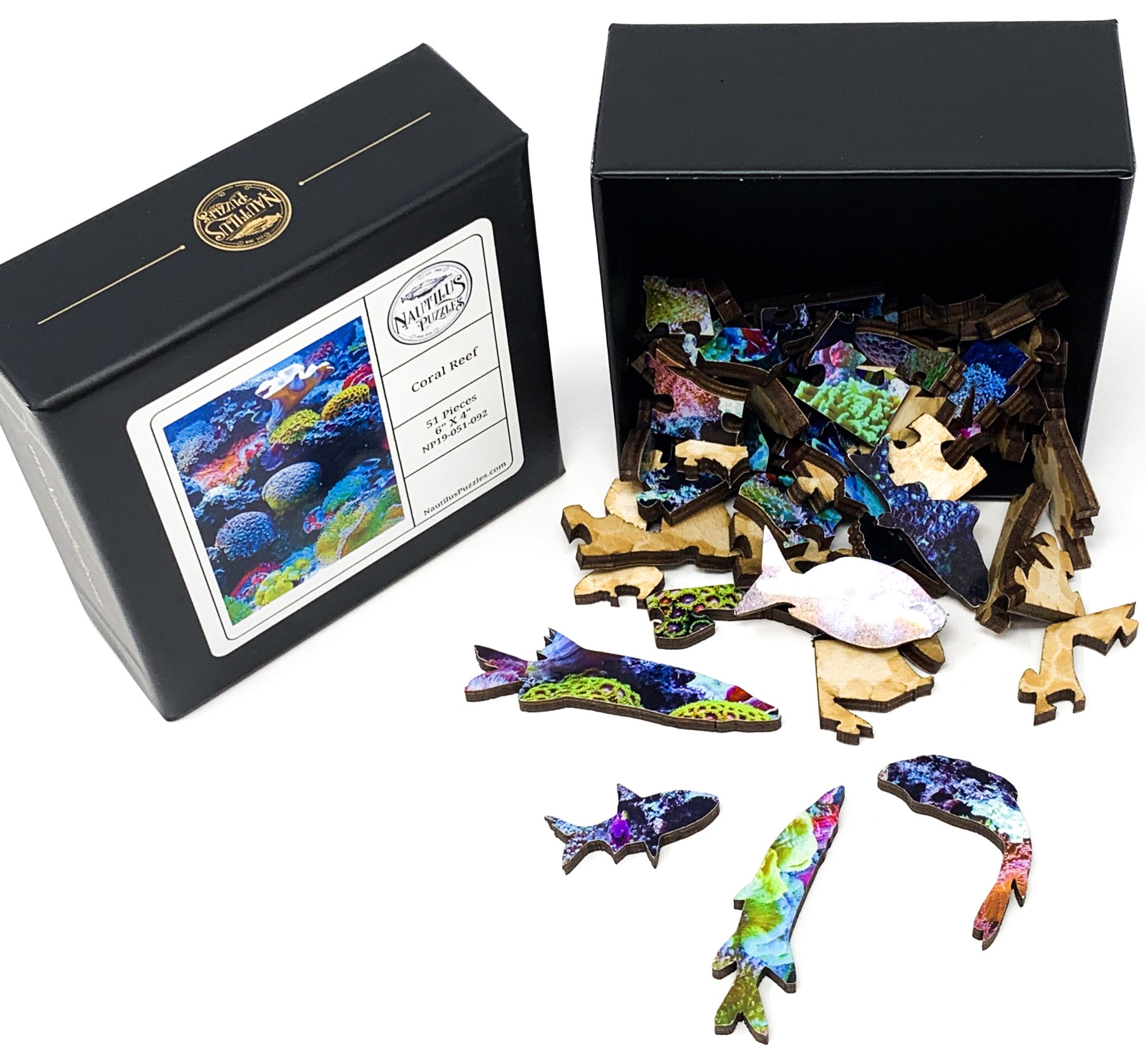 Coral Reef (51 Piece Mini Ocean Wooden Jigsaw Puzzle) - Nautilus Puzzles - Wooden Jigsaw Puzzles For Adults