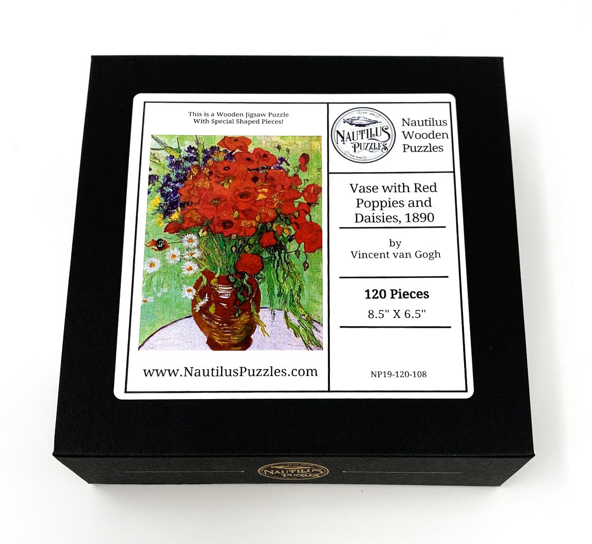 Vase with Red Poppies and Daisies, 1890 by Van Gogh (120 Piece Wooden Jigsaw Puzzle) - Nautilus Puzzles - Wooden Jigsaw Puzzles For Adults