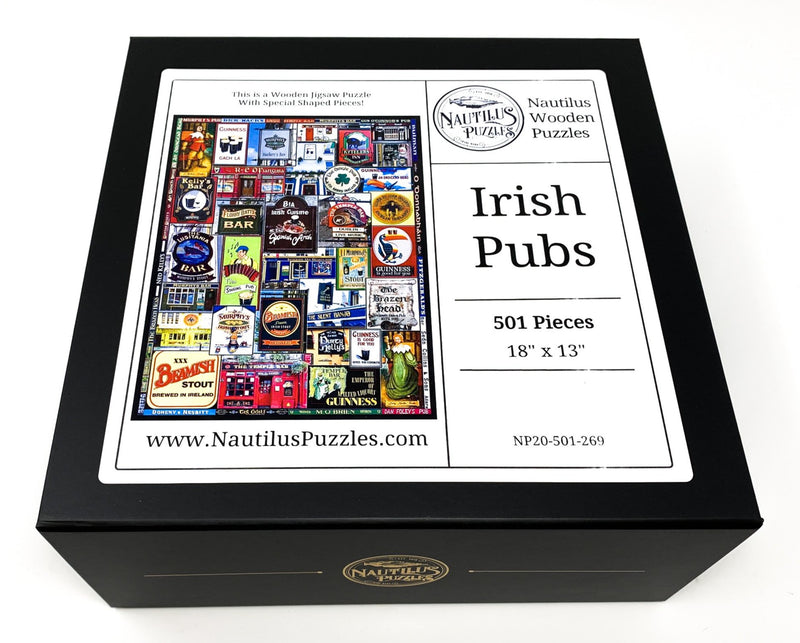 Irish Pubs (501 Piece Wooden Jigsaw Puzzle) - Nautilus Puzzles - Wooden Jigsaw Puzzles For Adults