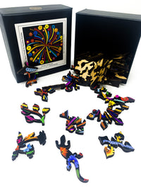 Flower Fireworks (50 Piece Mini Wooden Jigsaw Puzzle) - Nautilus Puzzles - Wooden Jigsaw Puzzles For Adults