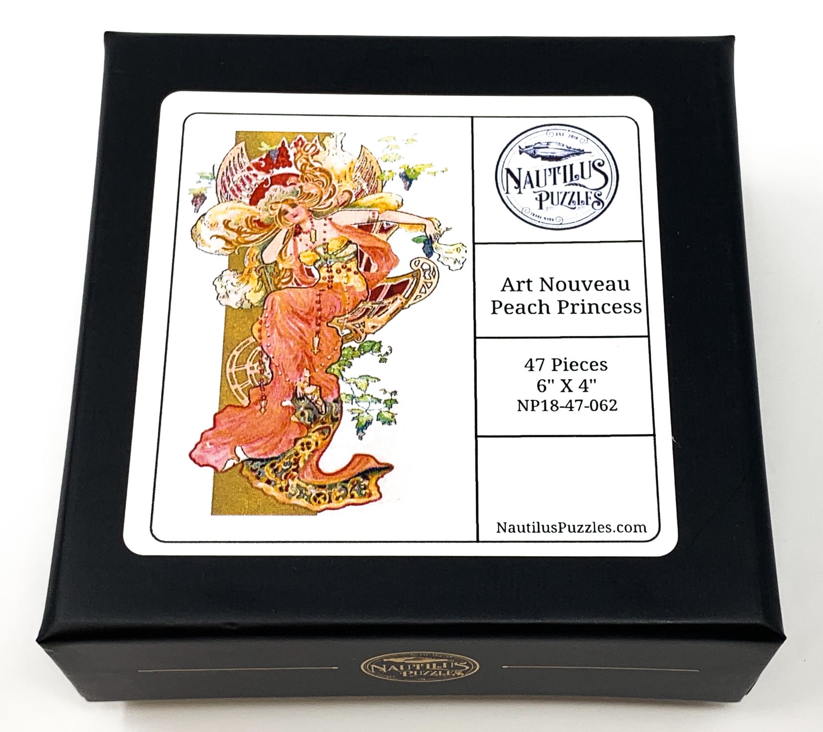 Art Nouveau Peach Princess (47 Piece Wooden Jigsaw Puzzle) - Nautilus Puzzles - Wooden Jigsaw Puzzles For Adults
