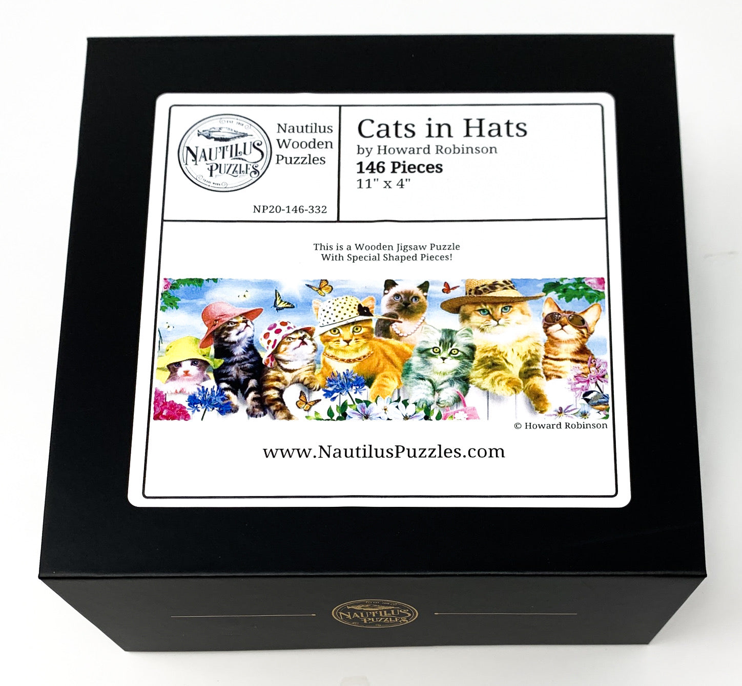 Cats in Hats (146 Piece Cat Jigsaw Puzzle) - Nautilus Puzzles - Wooden Jigsaw Puzzles For Adults