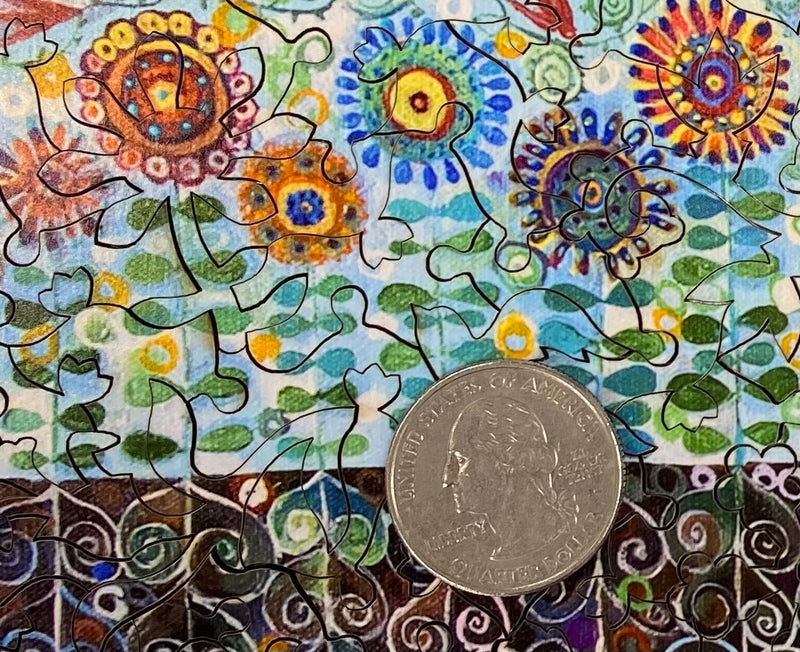 Flower Garden Blues (132 Piece Wooden Jigsaw Puzzle) - Nautilus Puzzles - Wooden Jigsaw Puzzles For Adults