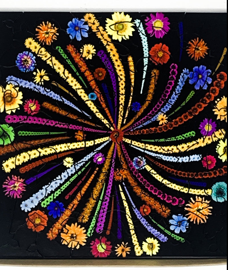 Flower Fireworks (50 Piece Mini Wooden Jigsaw Puzzle) - Nautilus Puzzles - Wooden Jigsaw Puzzles For Adults
