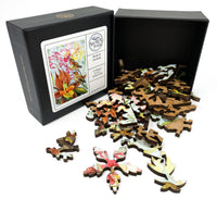 Birds & Orchids (47 Pieces) Mini Wooden Puzzle - Nautilus Puzzles - Wooden Jigsaw Puzzles For Adults