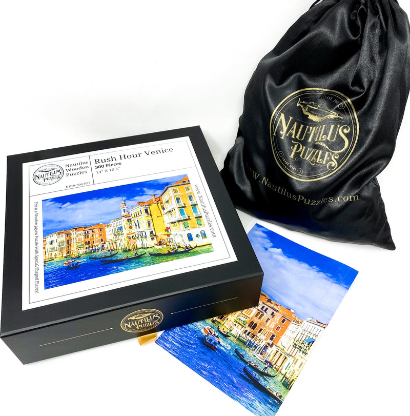 Rush Hour, Venice - 300 Piece Wooden Jigsaw Puzzle - Nautilus Puzzles - Wooden Jigsaw Puzzles For Adults