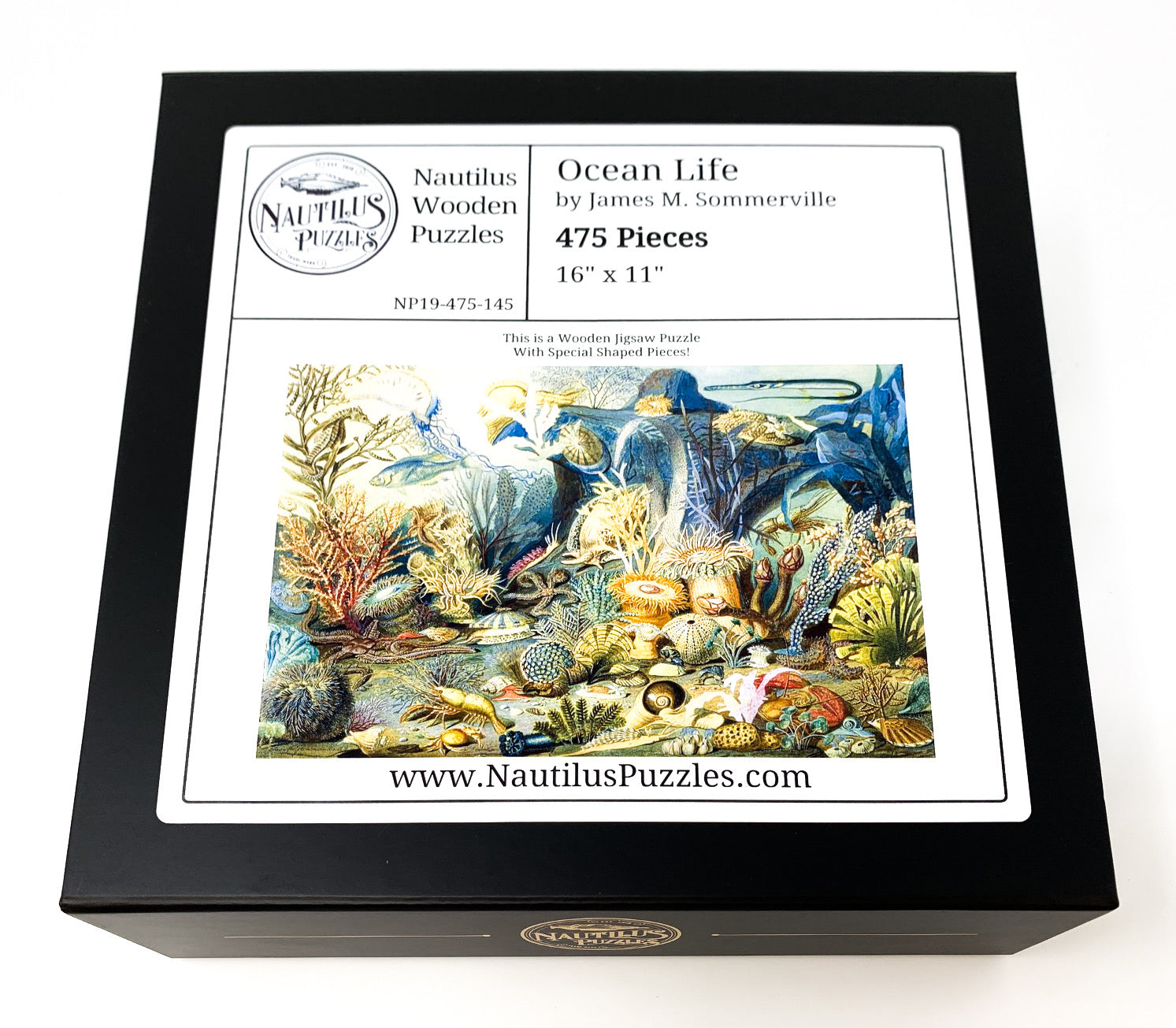 Ocean Life by James M. Sommerville (475 Piece Ocean Wooden Jigsaw Puzzle) - Nautilus Puzzles - Wooden Jigsaw Puzzles For Adults