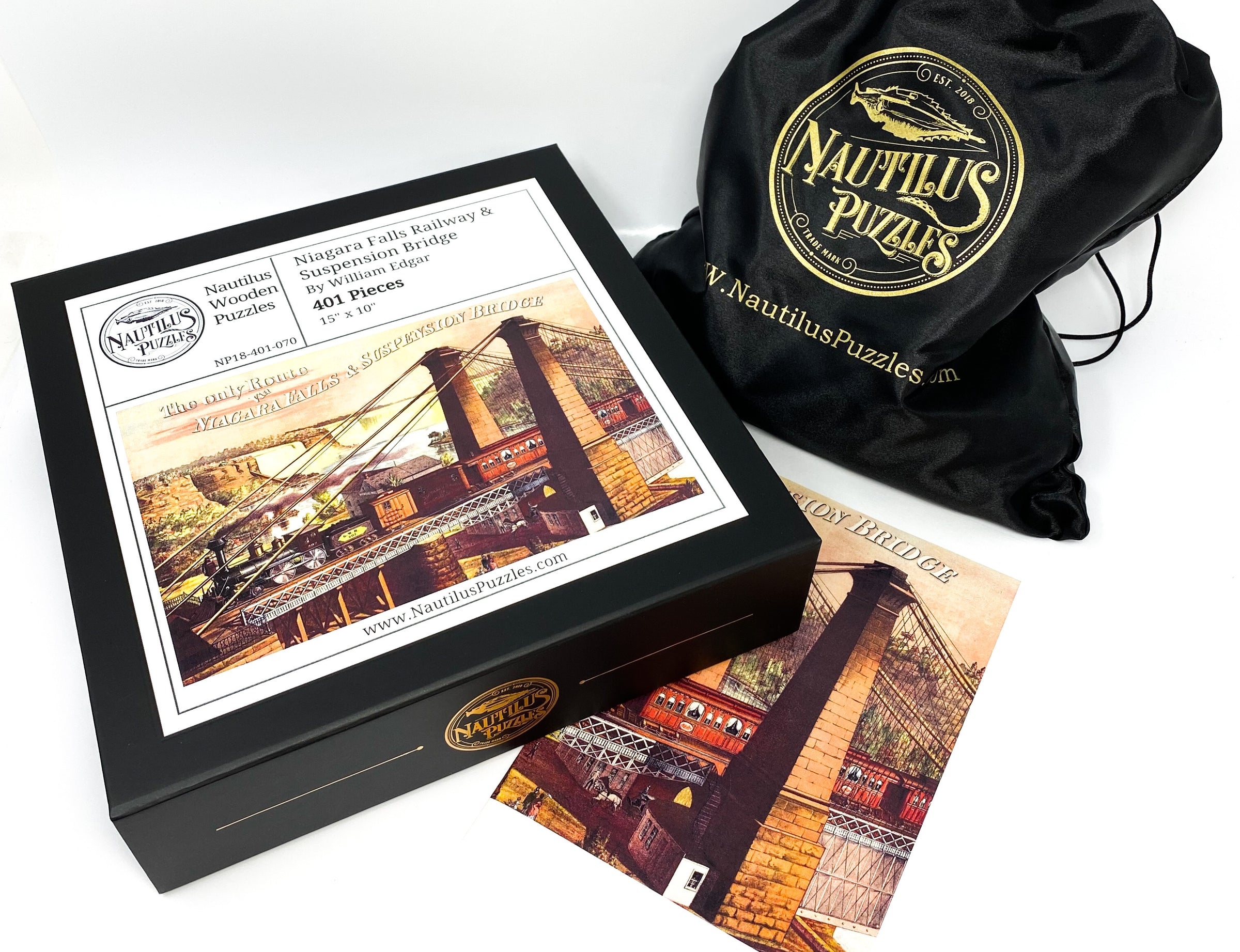 Niagara Falls Railway & Suspension Bridge by William Edgar (401 Piece Wooden Jigsaw Puzzle) - Nautilus Puzzles - Wooden Jigsaw Puzzles For Adults