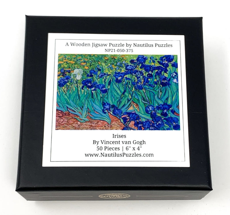 Irises by Vincent Van Gogh (50 Piece Mini Wooden Jigsaw Puzzle) - Nautilus Puzzles - Wooden Jigsaw Puzzles For Adults