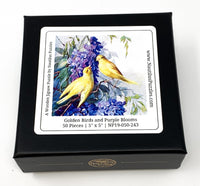 Golden Birds and Purple Blooms (50 Piece Mini Wooden Jigsaw Puzzle) - Nautilus Puzzles - Wooden Jigsaw Puzzles For Adults