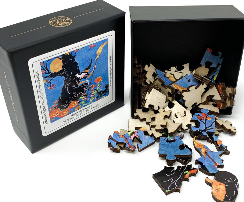 Happy Halloween (50 Pieces) Mini Halloween Wooden Jigsaw Puzzle - Nautilus Puzzles - Wooden Jigsaw Puzzles For Adults