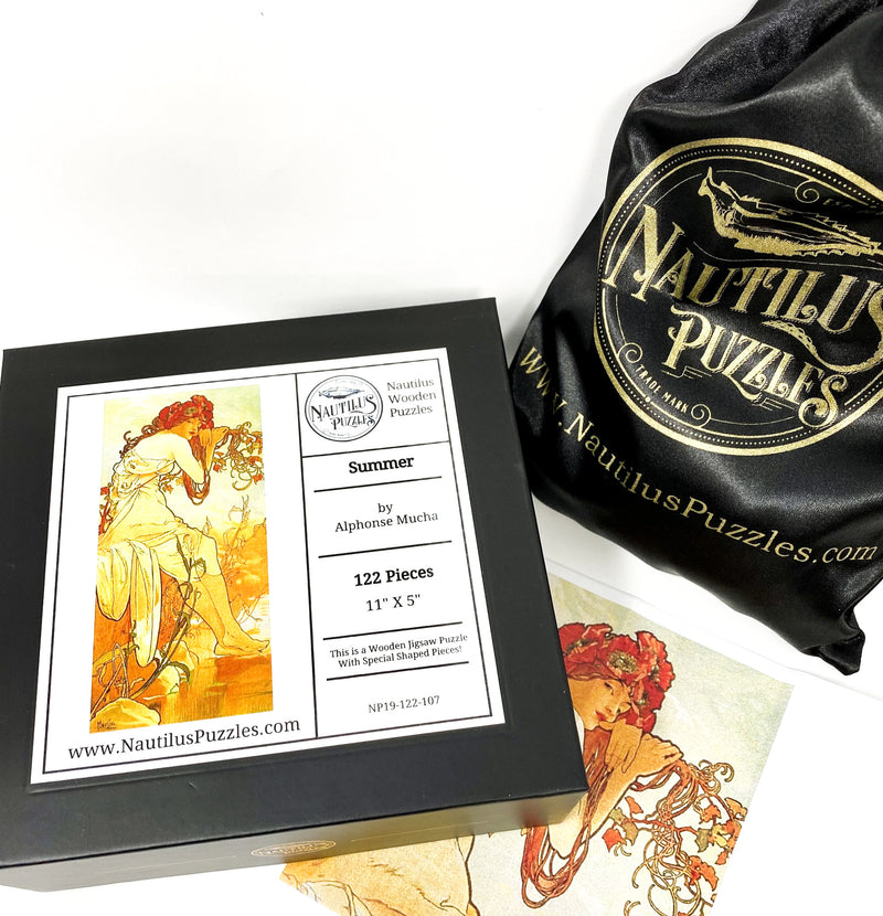 Summer by Alphonse Mucha (122 Piece Wooden Jigsaw Puzzle) - Nautilus Puzzles - Wooden Jigsaw Puzzles For Adults