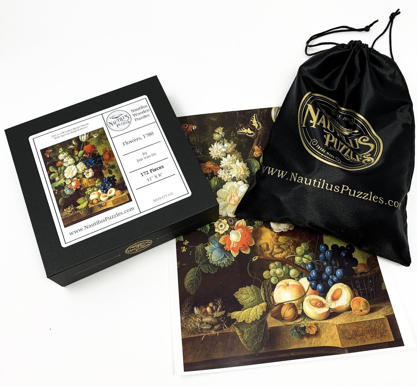 Flowers, 1780 by Jan van Os (172 Piece Wooden Jigsaw Puzzle) - Nautilus Puzzles - Wooden Jigsaw Puzzles For Adults